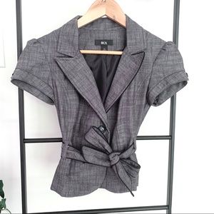 BCX Short Sleeve Blazer with Waist Tie